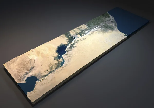 Satellietmening van Suez Canal — Stockfoto