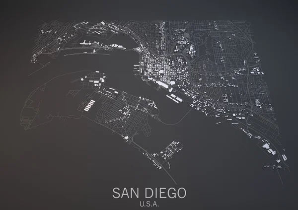 Térkép-San Diego, Amerikai Egyesült Államok — Stock Fotó