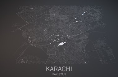 Map of Karachi, Pakistan clipart