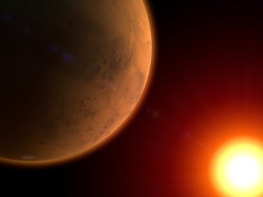 Uzayda Mars gezegeni
