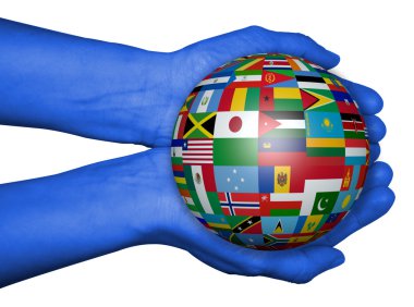 The world in your hands, flags clipart