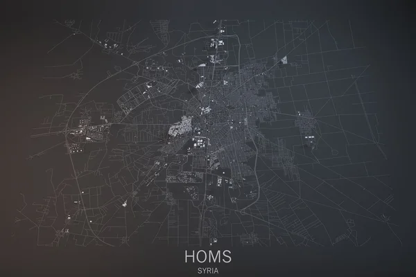 Homs, widok z satelity — Zdjęcie stockowe