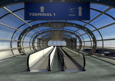 3D iniş uçak ve Havaalanı terminal