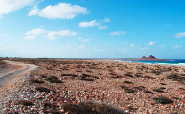 Socotra, Yemen, Middle East: the breathtaking landscape and the beach with corals in the DiHamri area, a marine protected area in the northeast of Socotra, Unesco world heritage site since 2008 clipart