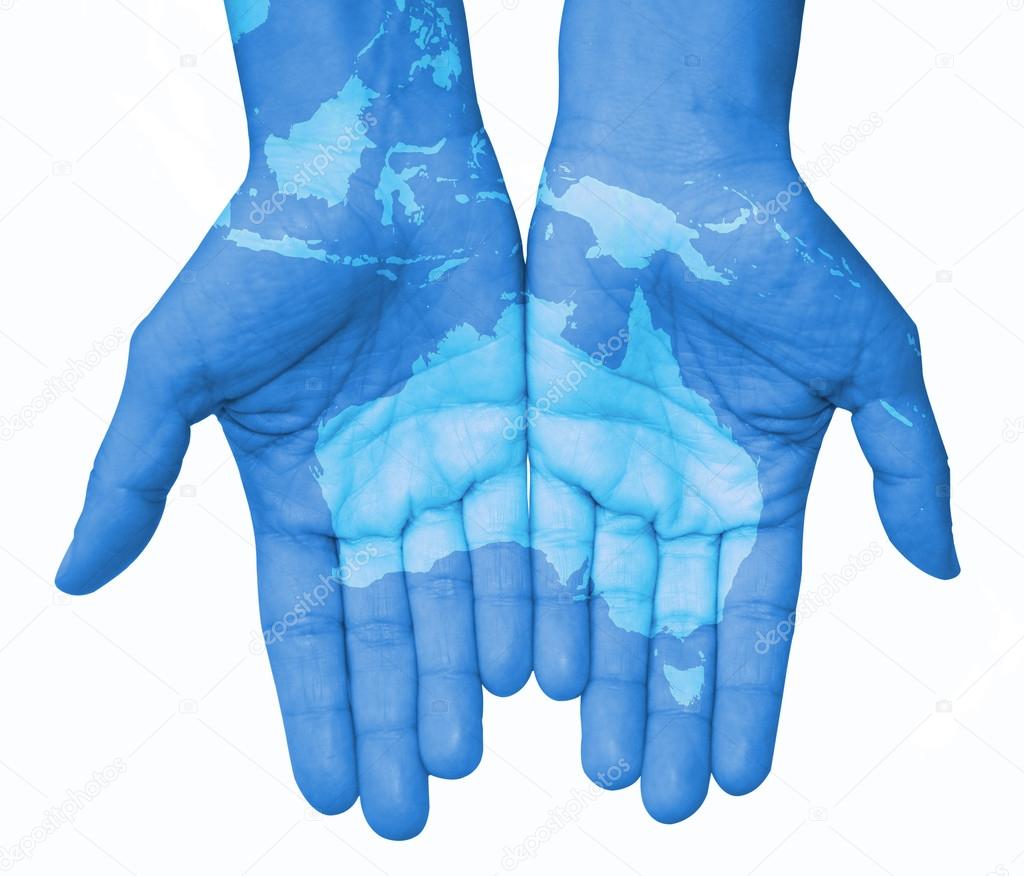 The world in your hands, map, Australia, Oceania