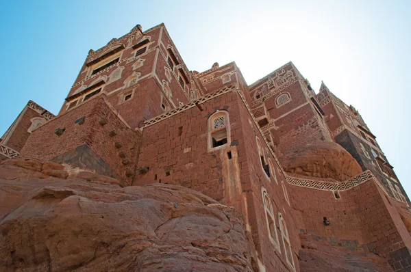 Yemen Middle East 2013 View Dar Hajar Stone House Famous — Stock Photo, Image