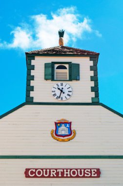 Saint Martin (Sint Maarten, St Martin), Netherlands Antilles: the old courthouse of Philipsburg, built in 1973, the former private home of John Philips, Scottish captain in the Dutch navy and founding father of the namesake town clipart
