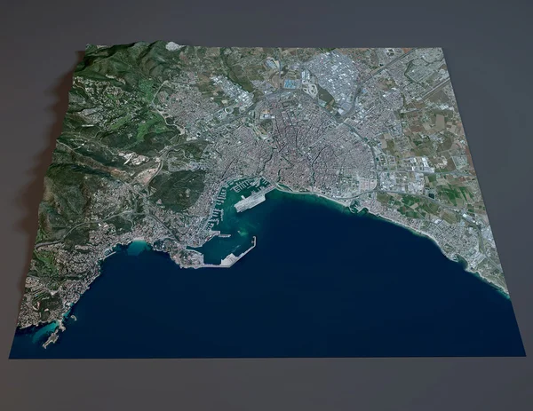 3d Palma de Mallorca, satellite view, map, Balearic, Spain — Stock Photo, Image