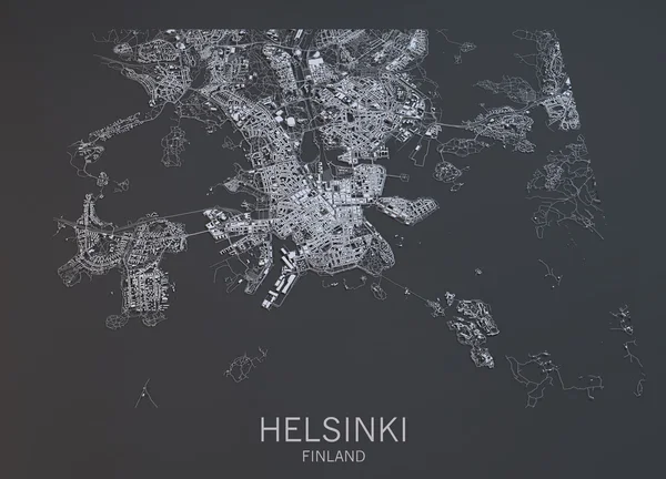 Helsinki, mapa, vista por satélite — Foto de Stock