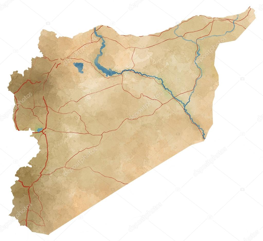 Syria map, physical map