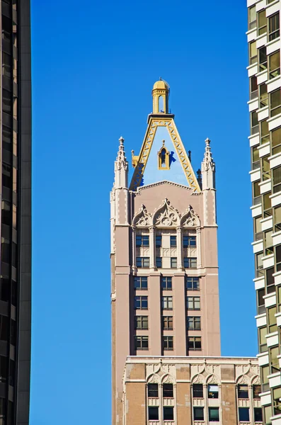 Chicago, Illinois: horizonte de la ciudad con su palacio, rascacielos y cielo azul — Foto de Stock