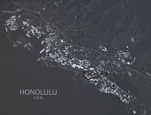 Honolulu map satellite view — Stock Photo, Image