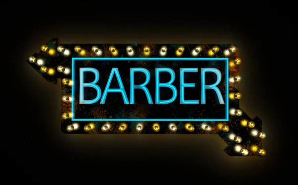 Neon sign of barber shop — Stock Photo, Image