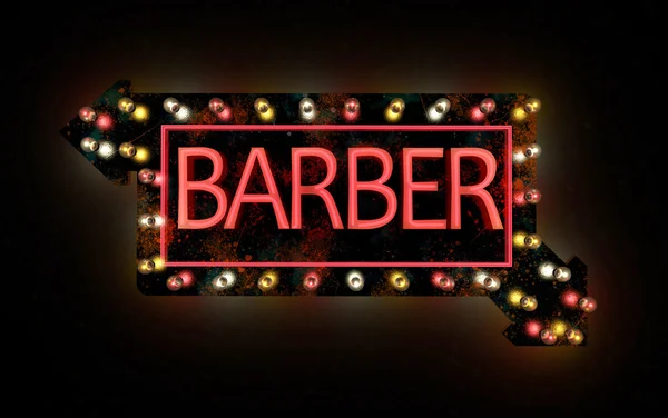 Neon sign of barber shop — Stock Photo, Image