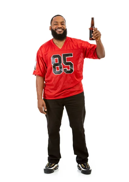 African American Man Football Team Jersey Various Poses — Stock Photo, Image