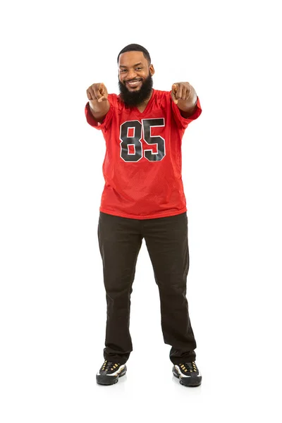 African American Man Football Team Jersey Various Poses — Stock Photo, Image