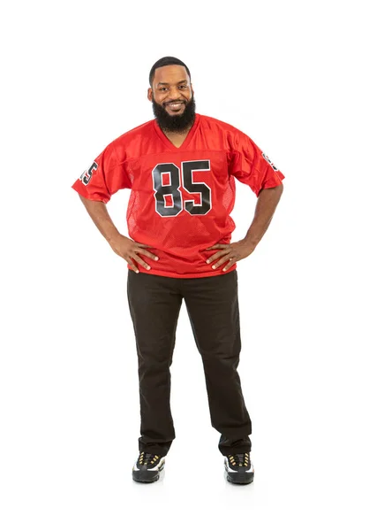 Fan Man Team Jersey Standing White Background — Stock Photo, Image