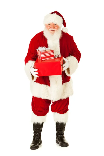 Santa: Cheerful Santa with Gifts — Stock Photo, Image