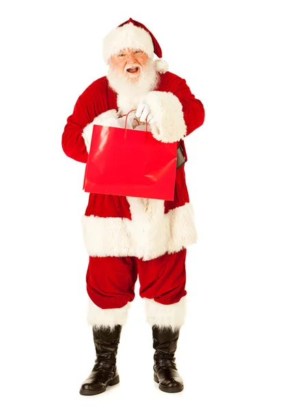 Santa: Babbo Natale entusiasta di fare shopping natalizio — Foto Stock