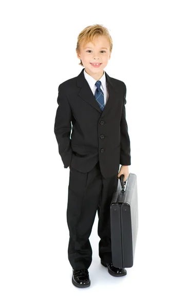 Profissão: Boy Off To Work With Briefcase — Fotografia de Stock