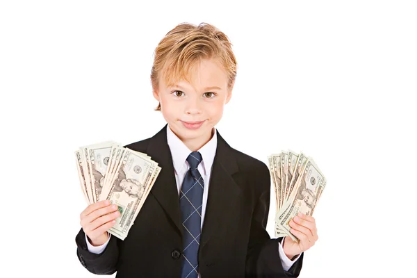 Ocupación: Boy Holds Lots Of Fanned Out Cash —  Fotos de Stock