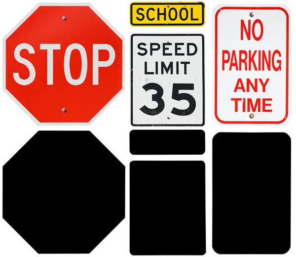 Signs: Stop, Speed Limit and No Parking Signs with Alpha Channel — Stock Photo, Image