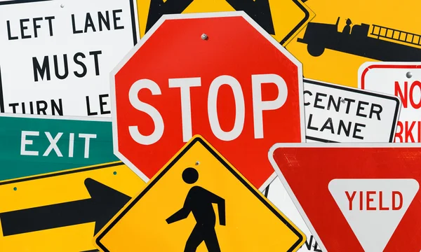 Signs: Montage Of Various Traffic Signs — Stock Photo, Image