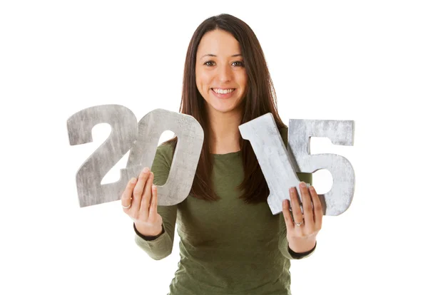 Nye: Fröhliche Frau bereit für das neue Jahr 2015 — Stockfoto