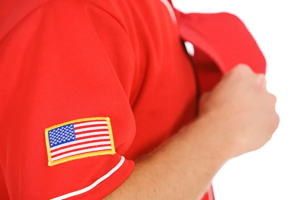 Baseball: Focus on USA Flag Patch — Stock Photo, Image