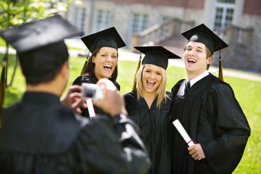 Graduation: Friends Laugh for Camera clipart