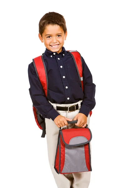 Estudiante: Niño con lonchera — Foto de Stock