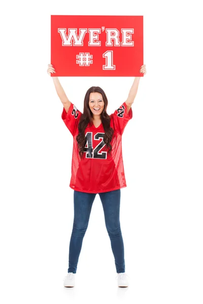 Football: We're #1 Sign Held In Air Above Head — Stock Photo, Image