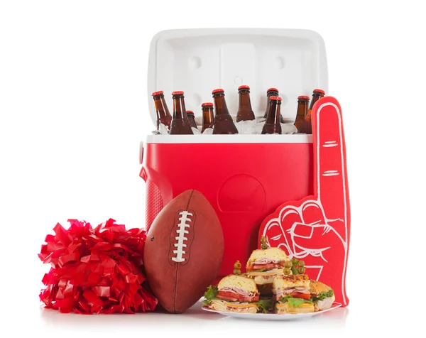 Football: Food And Drink Ready For Party Royalty Free Stock Images