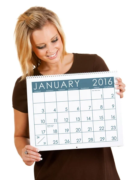 2016 Calendar: Holding A January Calendar — Stock Photo, Image