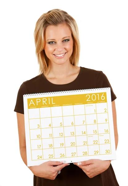 2016 Calendar: Holding Blank April Calendar — Stock Photo, Image