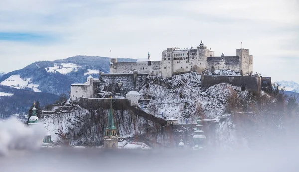 Fortezza Hohensalzburg Inverno Innevato — Foto Stock