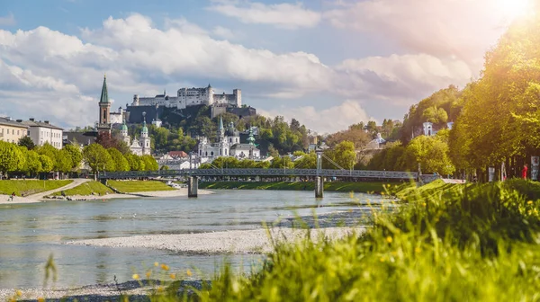 Paisagem Panorâmica Idílica Cidade Salzburgo Verão — Fotografia de Stock