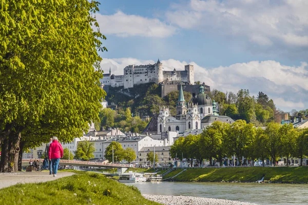 Paisagem Panorâmica Idílica Cidade Salzburgo Verão — Fotografia de Stock