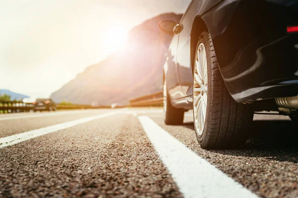 Primer Plano Coche Pie Carril Ruptura Vacaciones Verano — Foto de Stock