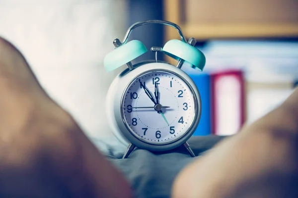 Alarm Clock Standing Bed Close Picture — Stock Photo, Image