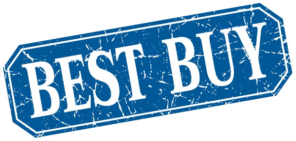 Meilleur acheter bleu carré vintage grunge isolé signe — Image vectorielle