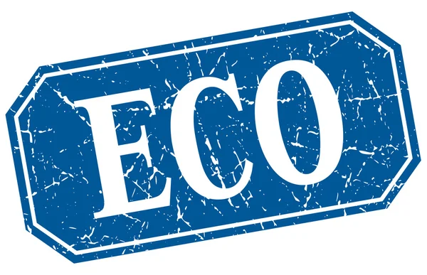 Eco blauw vierkant vintage grunge geïsoleerd teken — Stockvector