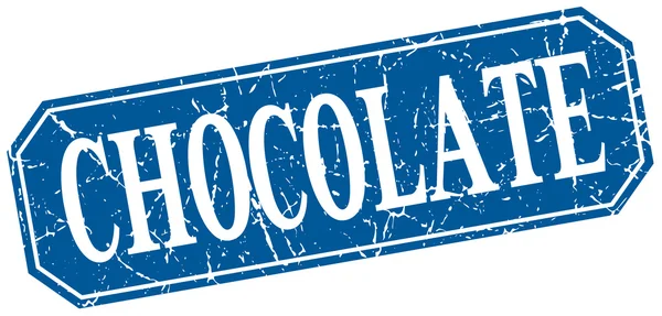 Chocolate azul cuadrado vintage grunge signo aislado — Vector de stock