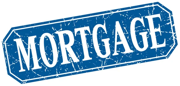 Mortgage blue square vintage grunge isolated sign — Stock Vector