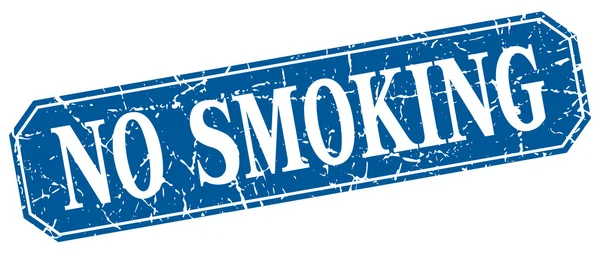 禁止吸烟蓝色方形复古 grunge 分离标志 — 图库矢量图片