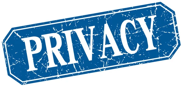 Privacy blue square vintage grunge isolated sign — ストックベクタ