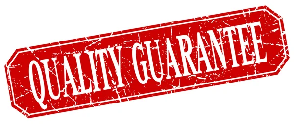 Quality guarantee red square vintage grunge isolated sign — Stockvector