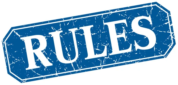 Rules blue square vintage grunge isolated sign — Stockový vektor