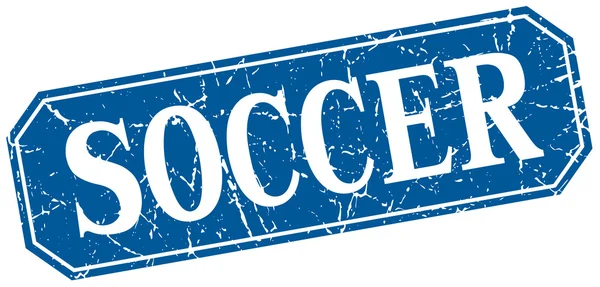 Soccer blue square vintage grunge isolated sign — Stock vektor