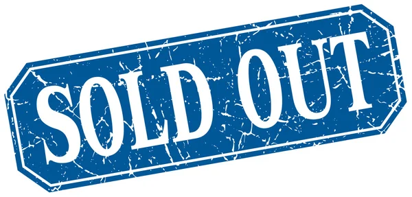 Sold out blue square vintage grunge isolated sign — Stok Vektör